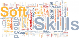 a word cloud with the words soft and skills as the most prominent words